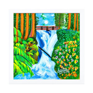 waterfall oil & acrylic art on canvas